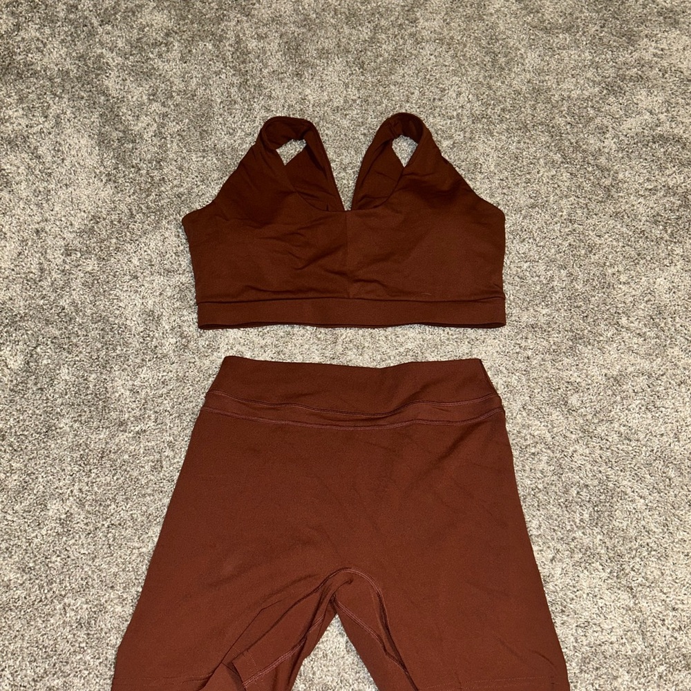 Brown Sports Bra and Leggings Set